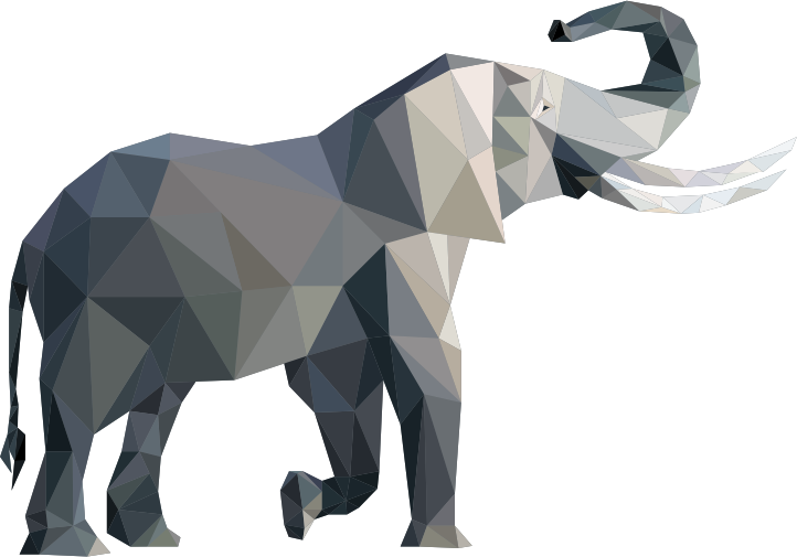 A low-poly elephant, representing the whole asset that each tool perceives only in part.